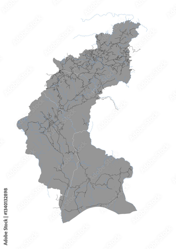 Obraz premium Vector map highway in ainaro east Timor with black and white color