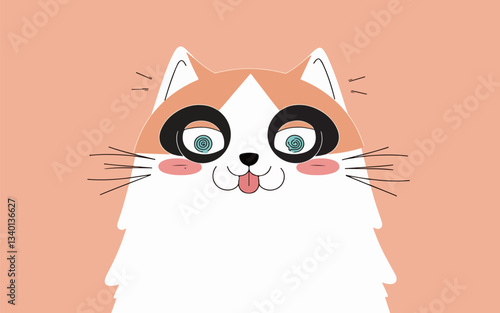 Cartoon Cat with Swirl Eyes