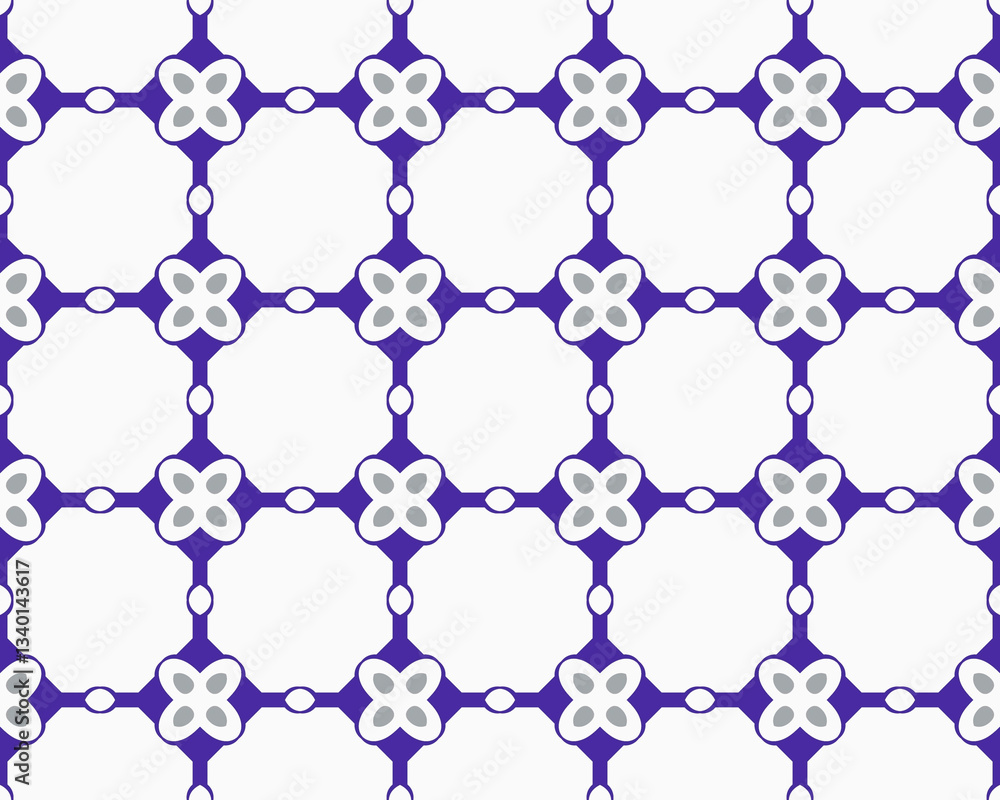 Fototapeta premium Seamless Geometric Floral Pattern in Purple and Gray