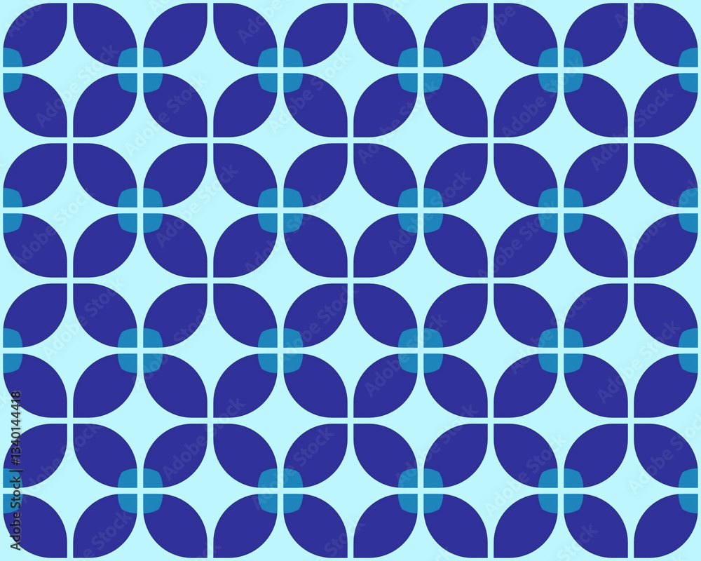 Fototapeta premium Seamless Blue Geometric Circle Pattern