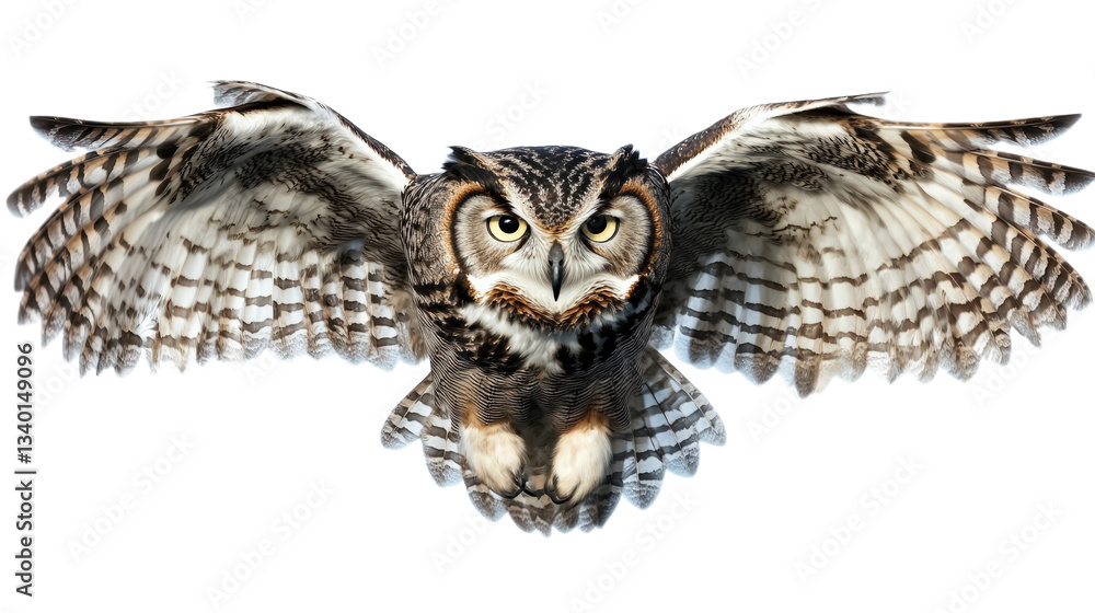 A flying owl with outstretched wings A flying owl with outstretched wings