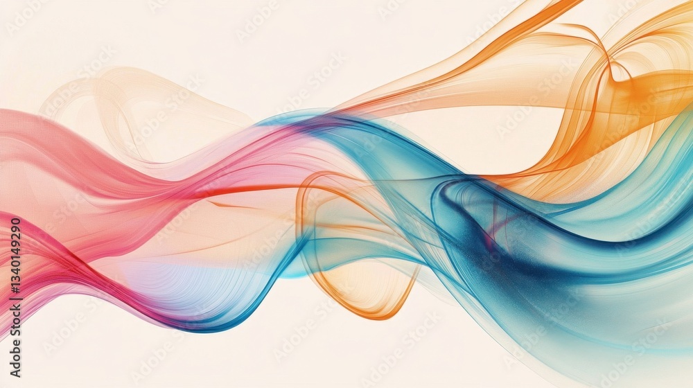Abstract image depicting colorful swirling ribbons on neutral background Abstract image depicting colorful swirling ribbons on neutral background