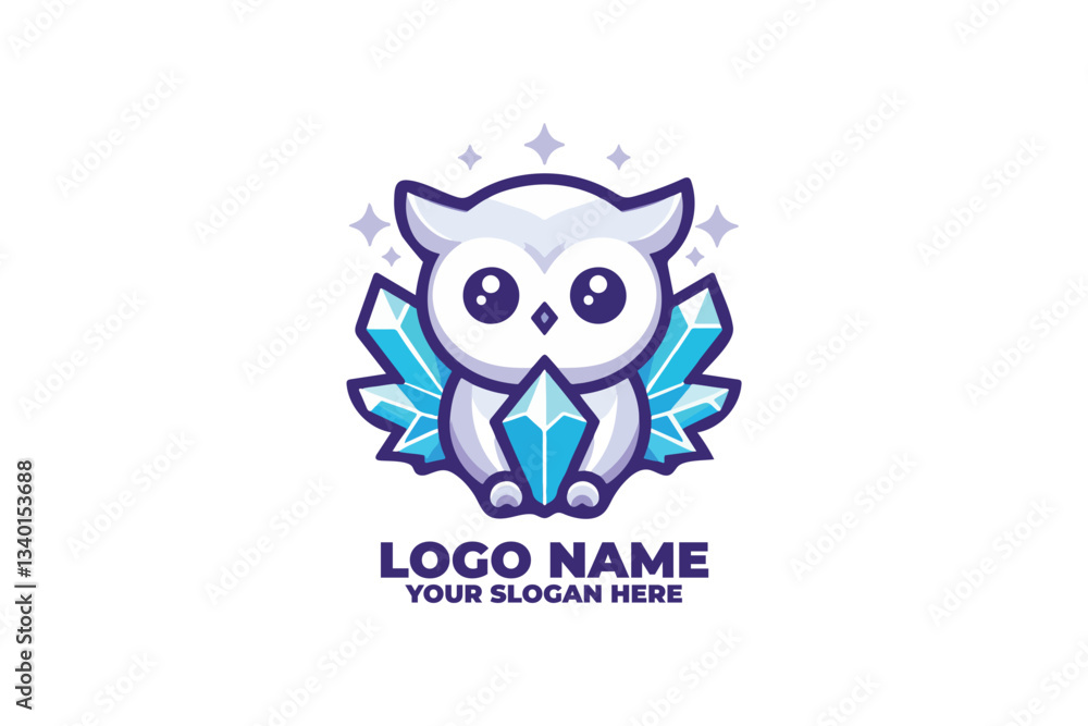 chibi-style owl with crystal shaped wings or body details chibi-style owl with crystal shaped wings or body details