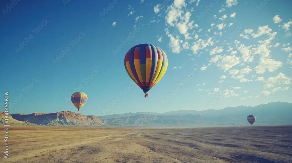 Obraz premium Colorful hot air balloons over desert landscape (1)