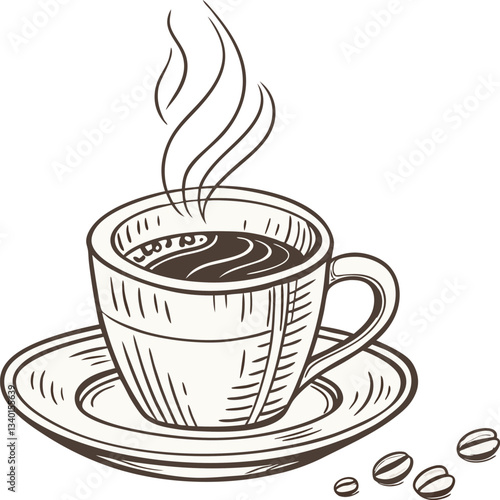 Coffee Cup Vector Illustration on Blank Background for Cafe and Beverage Design