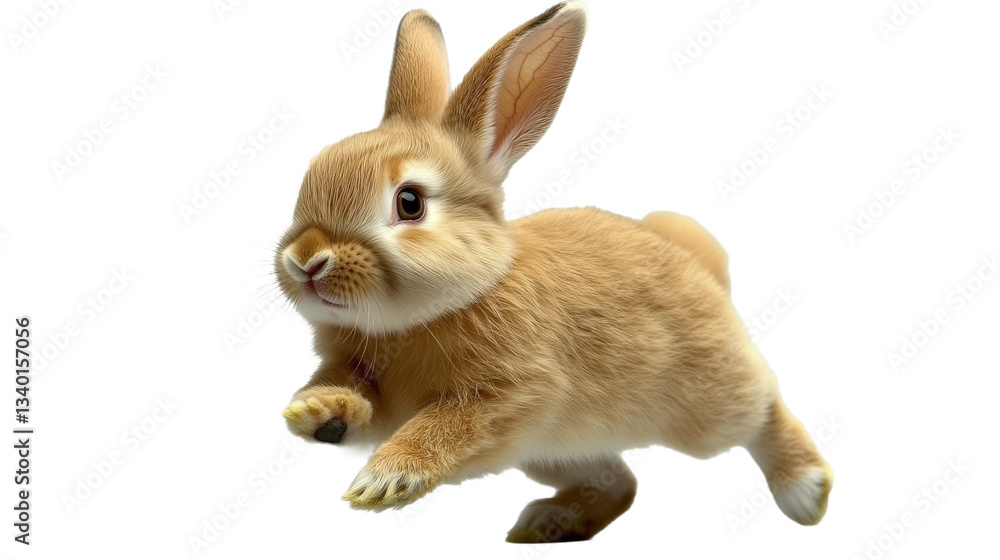 Obraz premium A rabbit is running on a white background