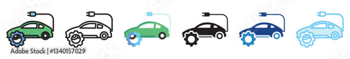 Maintenance multi style, mini illustration icon set. outline, flat, glyph, line color, UI, UX, app and web, digital or print. vector EPS 10 related to EV, electric car, transportation.