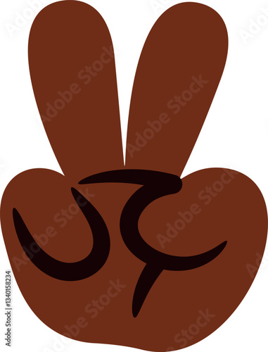 Snowman hand gesturing V-sign vector illustration