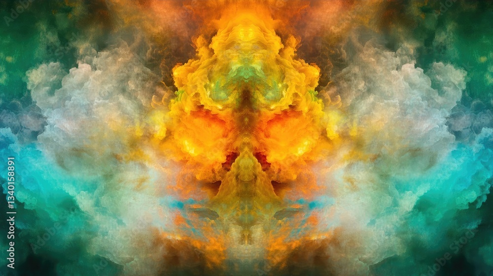 Obraz premium Abstract Colorful Smoke Clouds Symmetrical Design