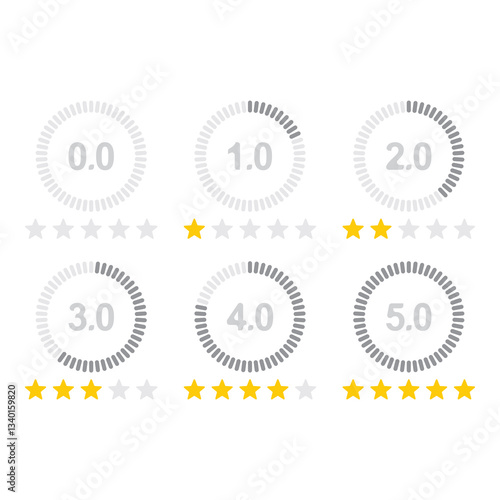 Rank icon set, flat stamps of rank