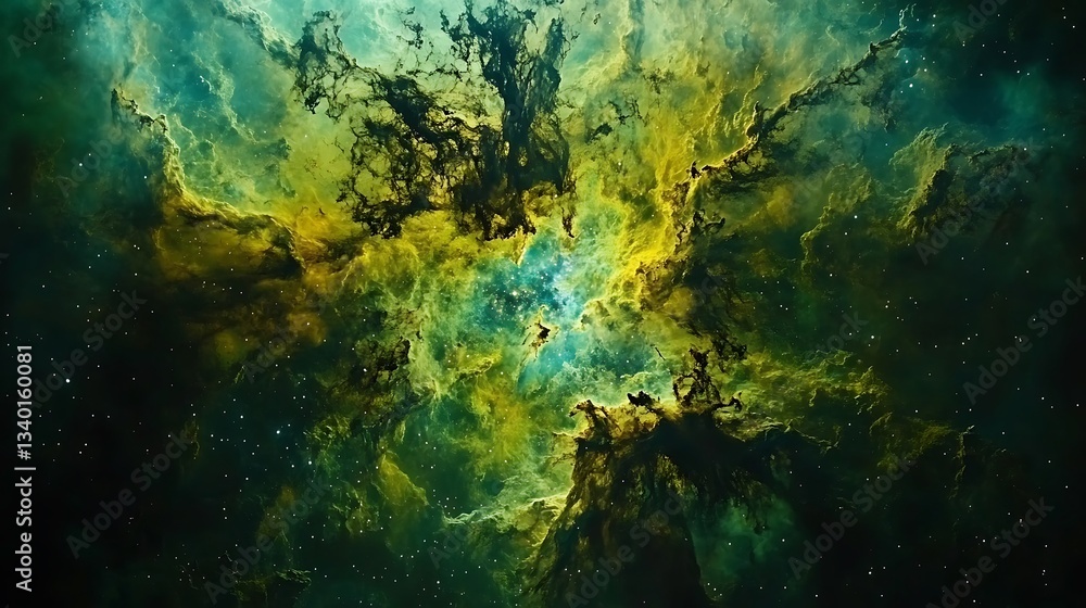 Fototapeta premium A colorful cosmic nebula displays celestial gases and starlight