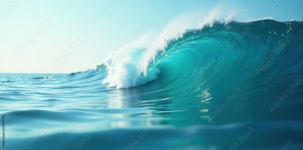 Obraz premium Wave of turquoise and silver hues dance across a smooth ocean floor, creating a hypnotic effect, abstract pattern, texture