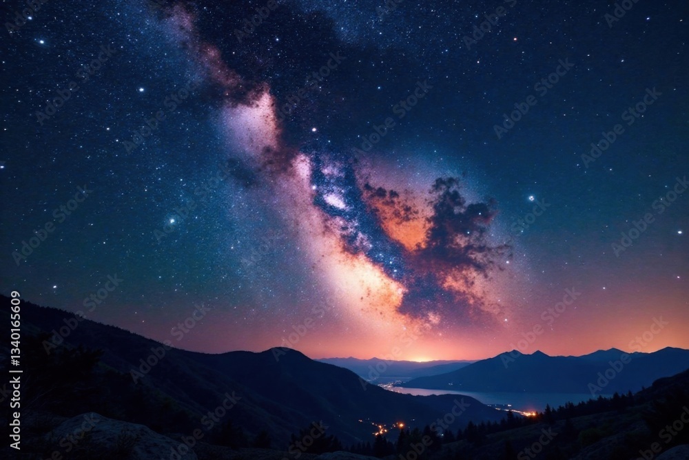 Vast Milky Way galaxy sprawled across a dark sky, cosmos, stars Vast Milky Way galaxy sprawled across a dark sky, cosmos, stars