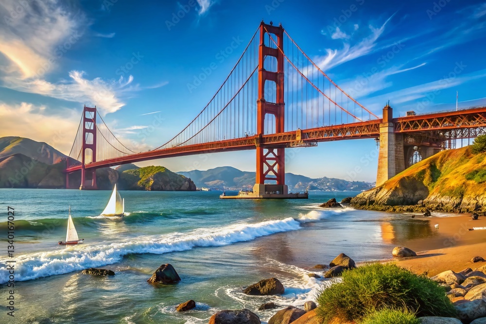 Golden Gate Bridge San Francisco Azure Ocean Candid Photo - Stunning Coastal Landscape Golden Gate Bridge San Francisco Azure Ocean Candid Photo - Stunning Coastal Landscape