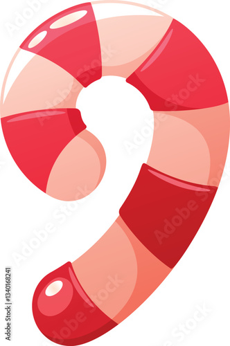 Striped caramel candy cane vector illustration