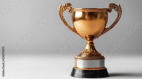 Golden Trophy Cup – Symbol of Victory and Achievement on White Background