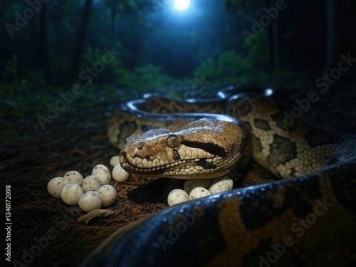 Snakes laying eggs in the wild