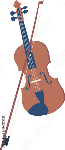Cowboy violin musical instrument vector illustration