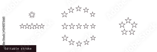 feedback rating stars icon set. outline style, editable stroke | five stars line icons