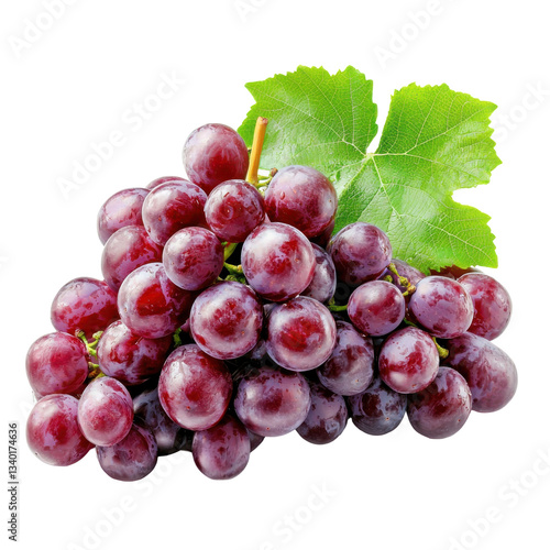 Fresh red grape bunch isolated on white background.