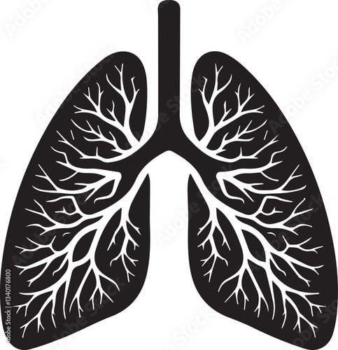 Human Lung Anatomy logo, Human Lung Anatomy silhouette vector black and white
