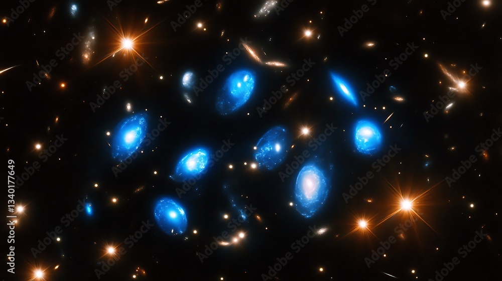 A vast deep space image showing many bright galaxies A vast deep space image showing many bright galaxies