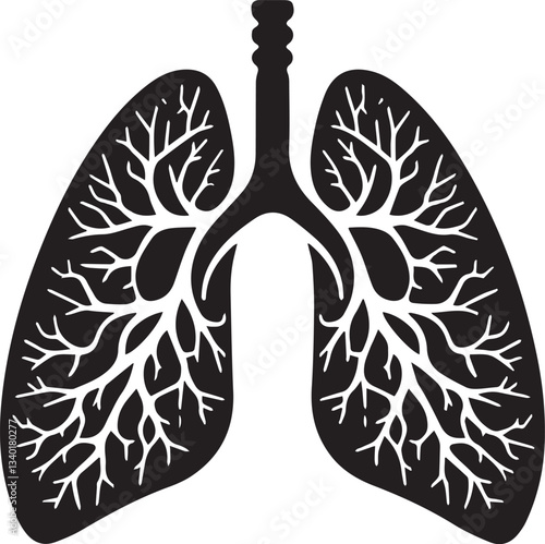 Human Lung Anatomy logo, Human Lung Anatomy silhouette vector black and white