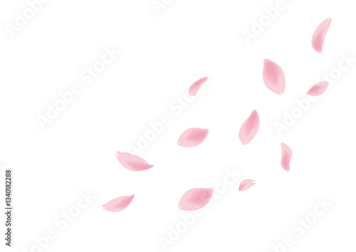 春の風に吹かれて舞い落ちる桜の花びら　背景切り抜きイラスト