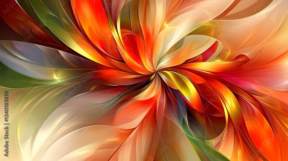 Abstract swirling orange gold and green fractal art Abstract swirling orange gold and green fractal art