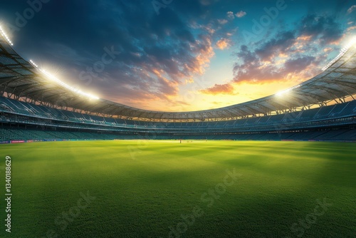 Wallpaper Mural High-definition panoramic photo of cricket stadium with daylight and stadium lights, perfect for sports ads. Torontodigital.ca