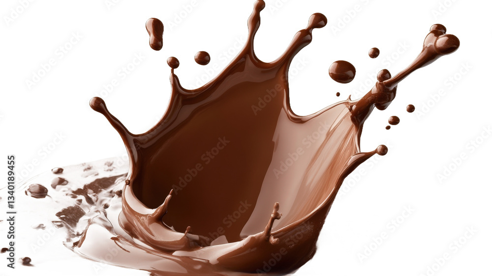 A chocolate bar is surrounded by chocolate chips and splatters of chocolate A chocolate bar is surrounded by chocolate chips and splatters of chocolate