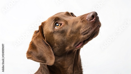 Wallpaper Mural Adorable chocolate Labrador Retriever puppy on a white background Torontodigital.ca