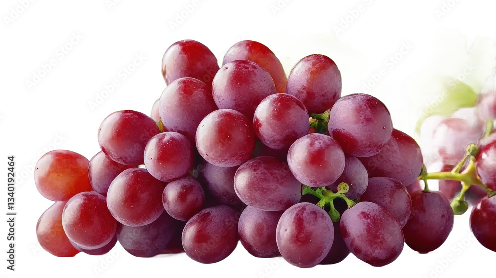 Fototapeta premium Three grapes are shown in a row, with one of them having a leaf on top