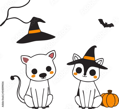 Cute Halloween Animals in Costume - Cartoon Style