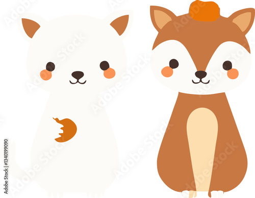 Cute Halloween Animals in Costume - Cartoon Style
