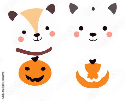 Cute Halloween Animals in Costume - Cartoon Style