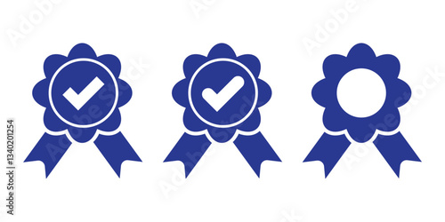Set Multiple Batch icon isolated, approved or verified medal icon. certified badge symbol, quality sign. Variety Batch Design icon. Eps 10