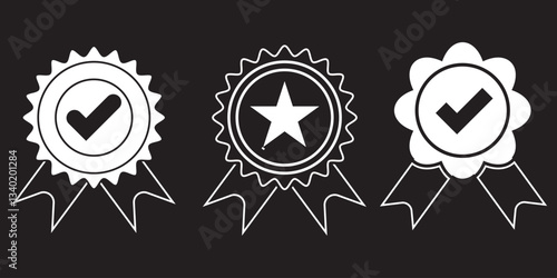 Set Multiple Batch icon isolated, approved or verified medal icon. certified badge symbol, quality sign. Variety Batch Design icon. Eps 10