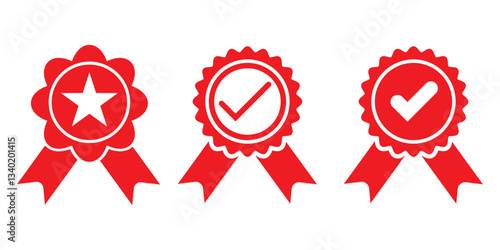 Set Multiple Batch icon isolated, approved or verified medal icon. certified badge symbol, quality sign. Variety Batch Design icon. Eps 10