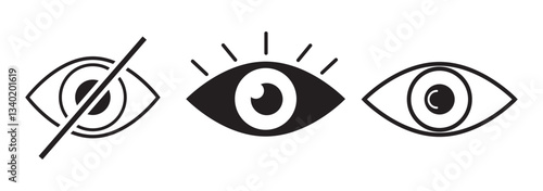 Eye icon set. Eyesight Healthcare and Medical sign and symbol. Retina scan eye icons. Variety Eyes collection. Eye silhouette stock vector. EPS 10