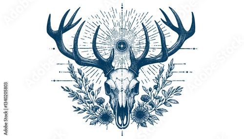 elk skull vector illustration