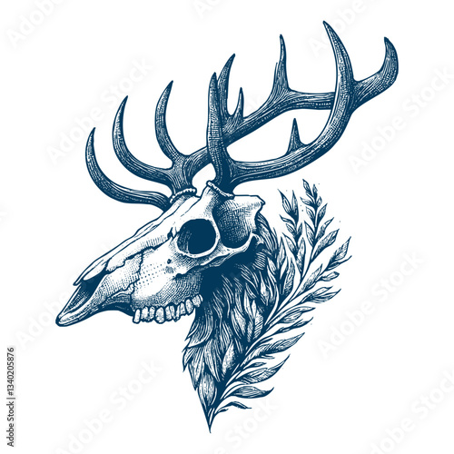 elk skull vector illustration