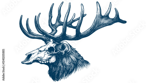 elk skull vector illustration