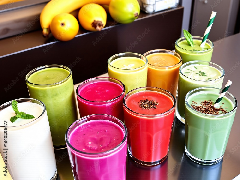 Rainbow of Refreshing Smoothies A Vibrant Display of Healthy Drinks Rainbow of Refreshing Smoothies A Vibrant Display of Healthy Drinks