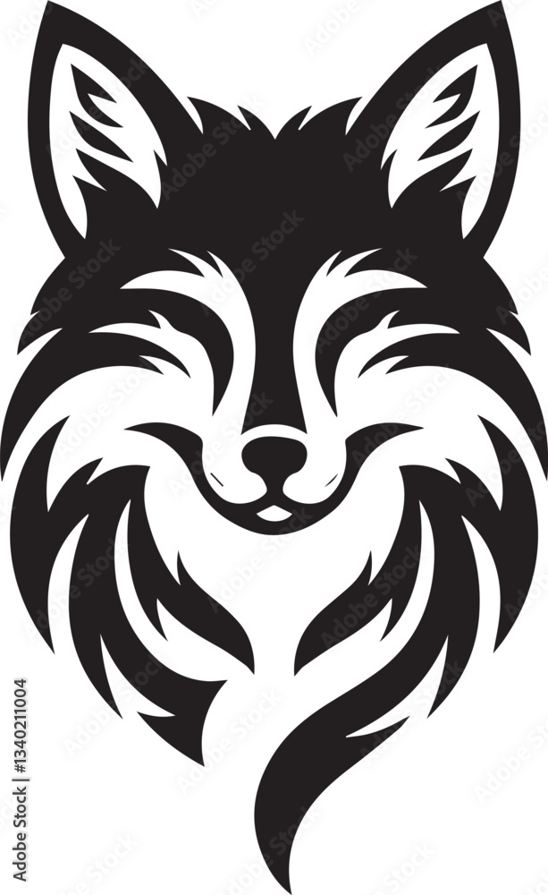 Fototapeta premium wolf head tattoo, wolf head logo, wolf head silhouette vector black and white