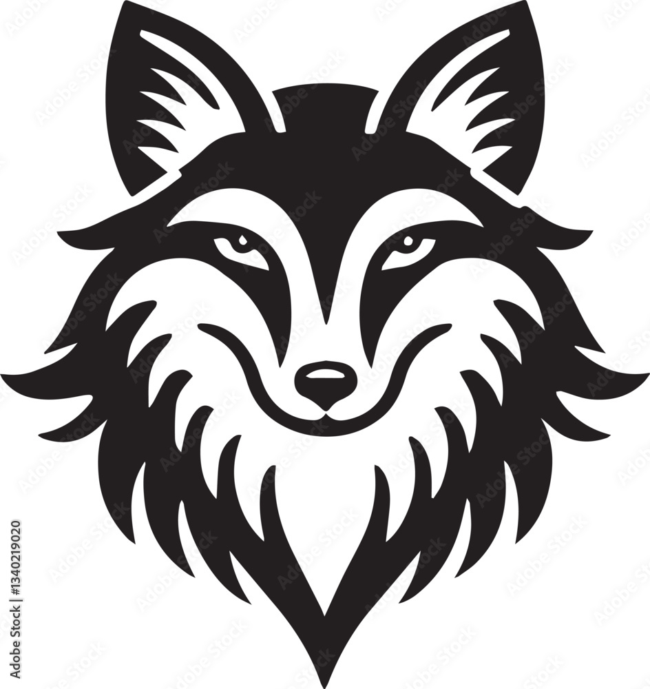 Fototapeta premium wolf head tattoo, wolf head logo, wolf head silhouette vector black and white