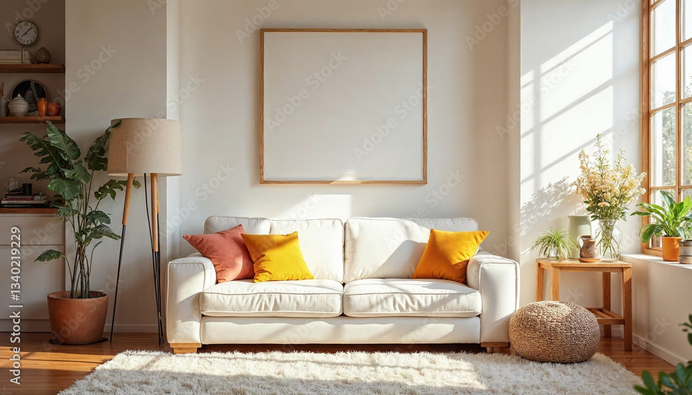 Fototapeta premium modern living room with fireplace