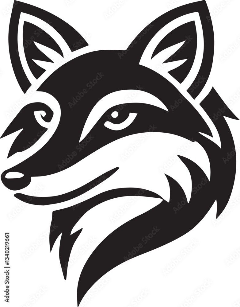 Obraz premium wolf head tattoo, wolf head logo, wolf head silhouette vector black and white