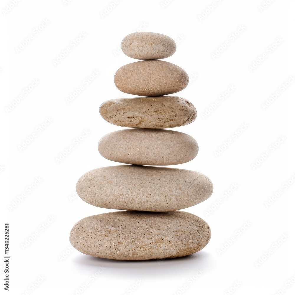 Balanced stack of rocks representing stability and peace in a natural setting under a clear blue sky Balanced stack of rocks representing stability and peace in a natural setting under a clear blue sky