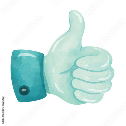 Cartoon thumbs up illustration vector, thumbs up clip art, clip art thumbs up, thumbs-up thumb signal, hand drawn watercolor painting style, positivity approval satisfaction like